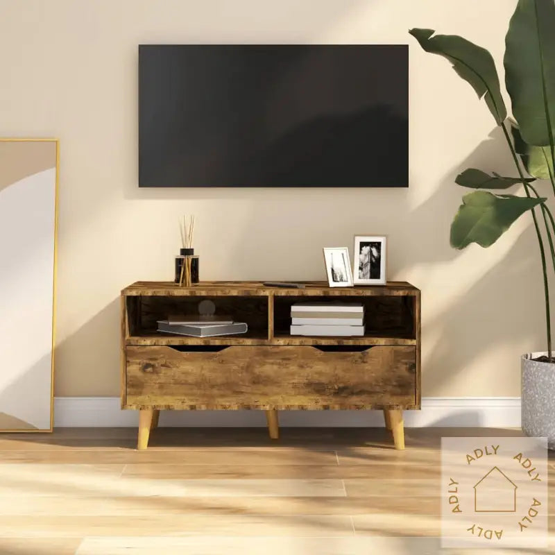 Tv-Benk Røkt Eik 90X40X48,5 Cm Konstruert Tre