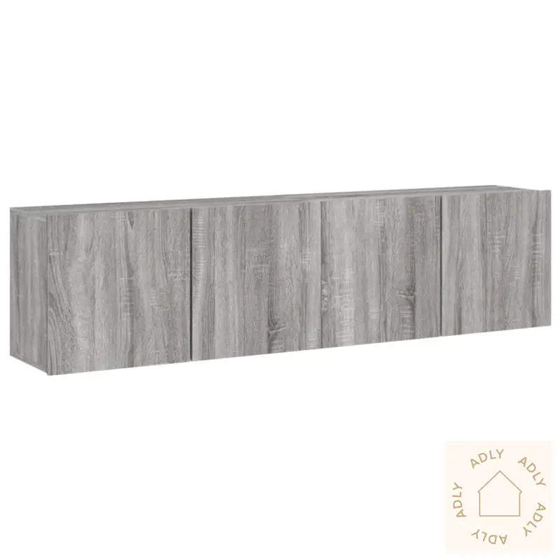 Veggmonterte Tv-Benker 2 Stk Grå Sonoma 80X30X41 Cm