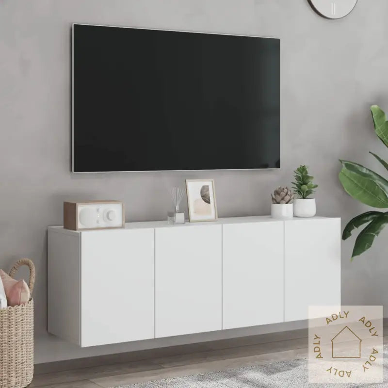 Veggmonterte Tv-Benker 2 Stk Hvit 60X30X41 Cm