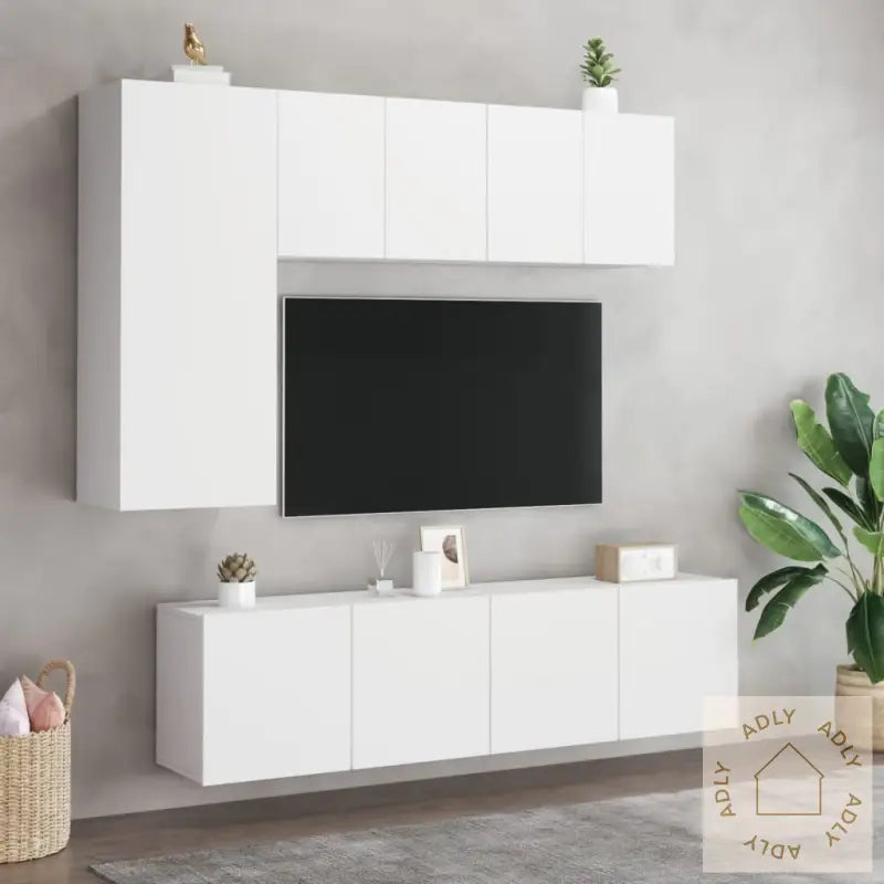 Veggmonterte Tv-Benker 2 Stk Hvit 60X30X41 Cm