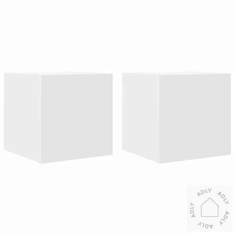 Vegghengte Tv-Benker 2 Stk Hvit 30,5X30X30 Cm