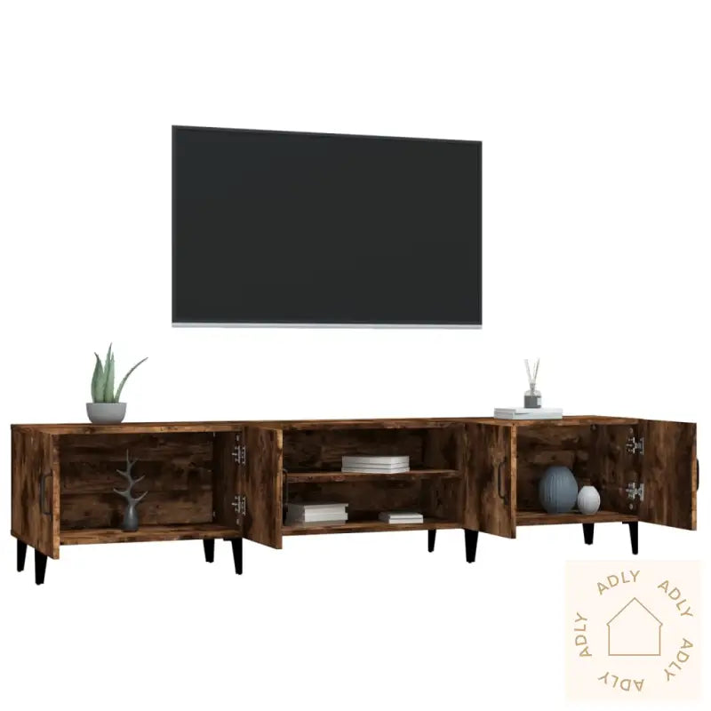 Tv-Benk Røkt Eik 180X31,5X40 Cm Konstruert Tre