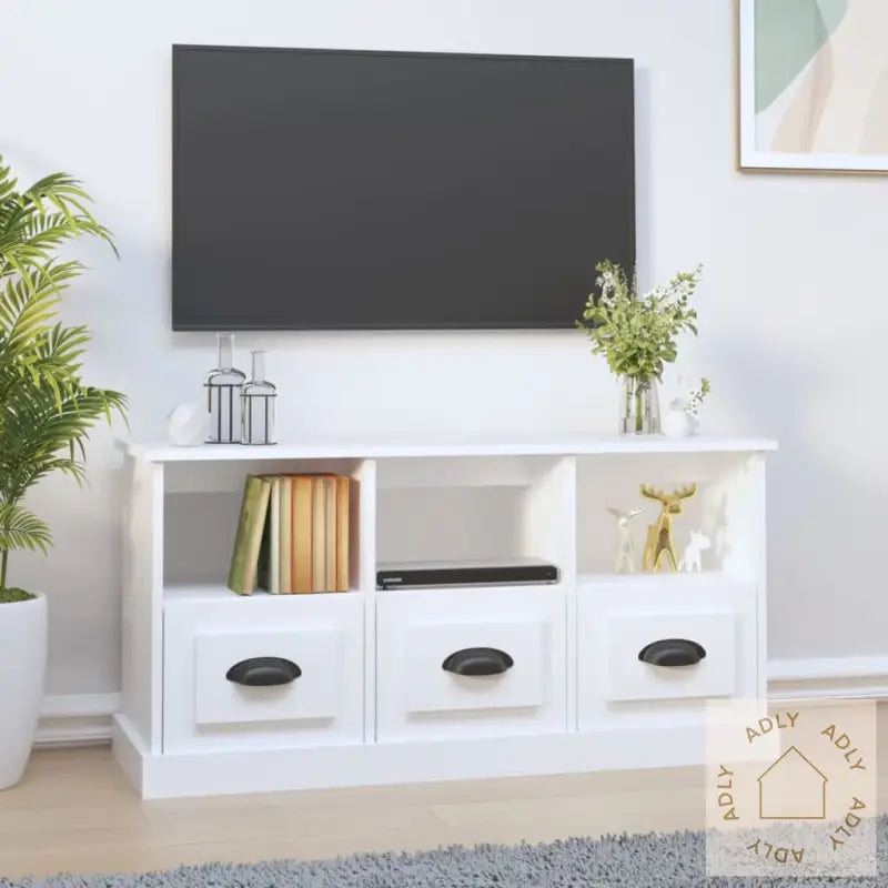 Tv-Benk Hvit 100X35X50 Cm Konstruert Tre