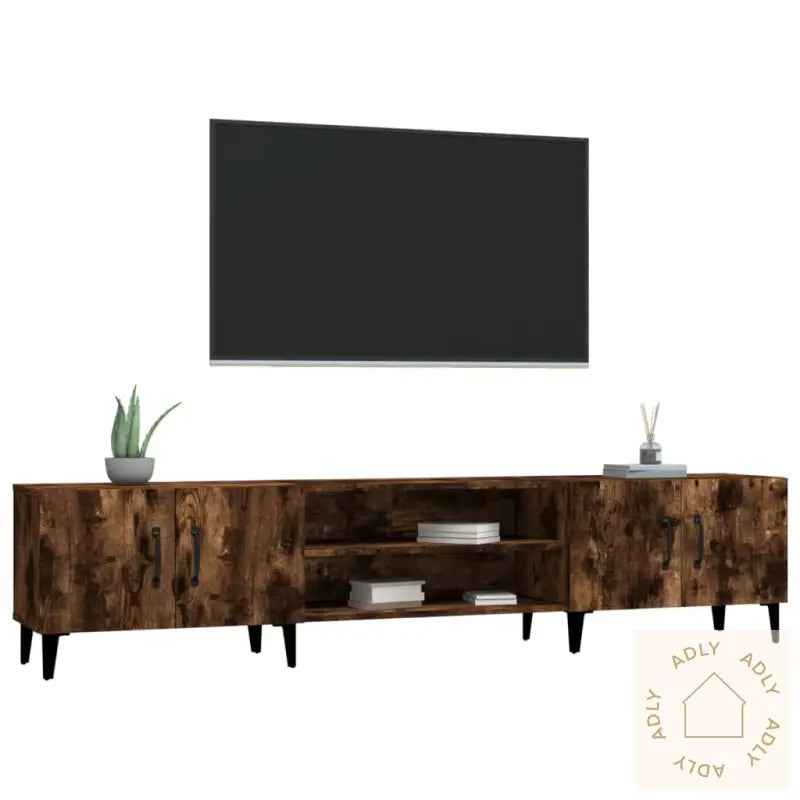 Tv-Benk Røkt Eik 180X31,5X40 Cm Konstruert Tre