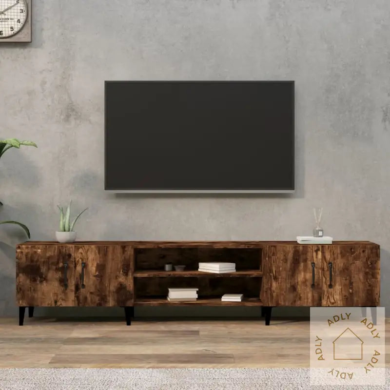 Tv-Benk Røkt Eik 180X31,5X40 Cm Konstruert Tre