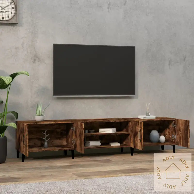 Tv-Benk Røkt Eik 180X31,5X40 Cm Konstruert Tre