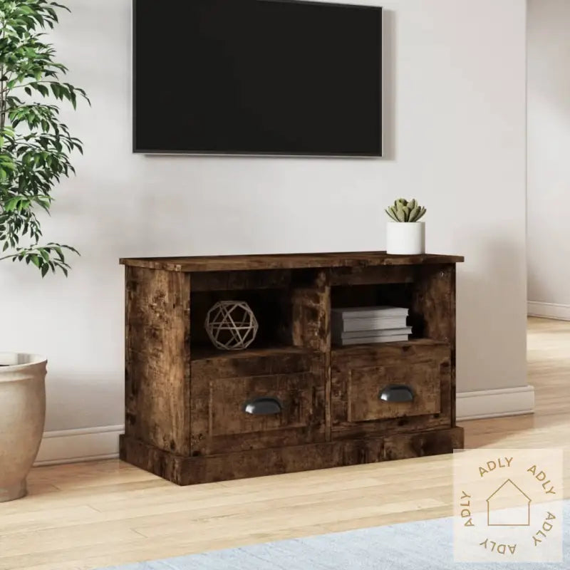Tv-Benk Røkt Eik 80X35X50 Cm Konstruert Tre