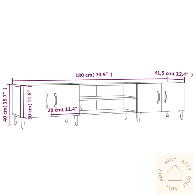 Tv-Benk Røkt Eik 180X31,5X40 Cm Konstruert Tre