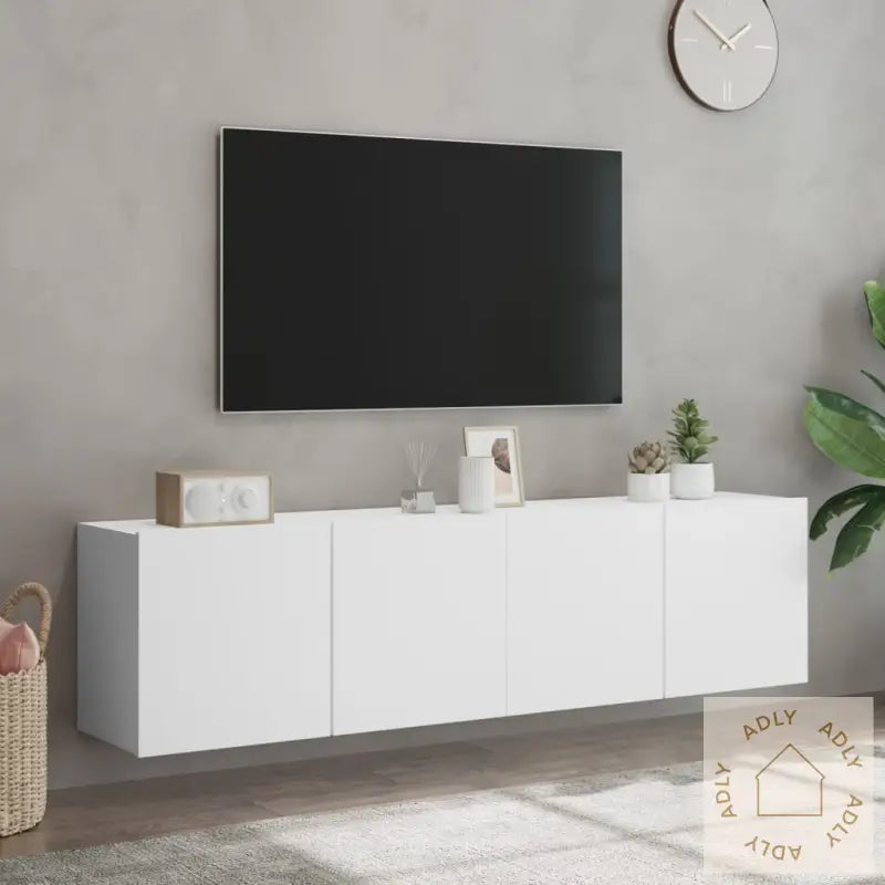 Veggmonterte Tv-Benker 2 Stk Hvit 80X30X41 Cm