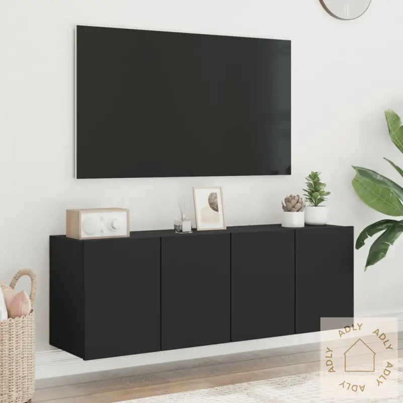 Veggmonterte Tv-Benker 2 Stk Svart 60X30X41 Cm