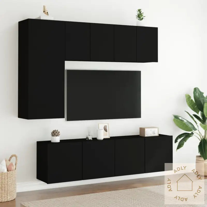 Veggmonterte Tv-Benker 2 Stk Svart 60X30X41 Cm