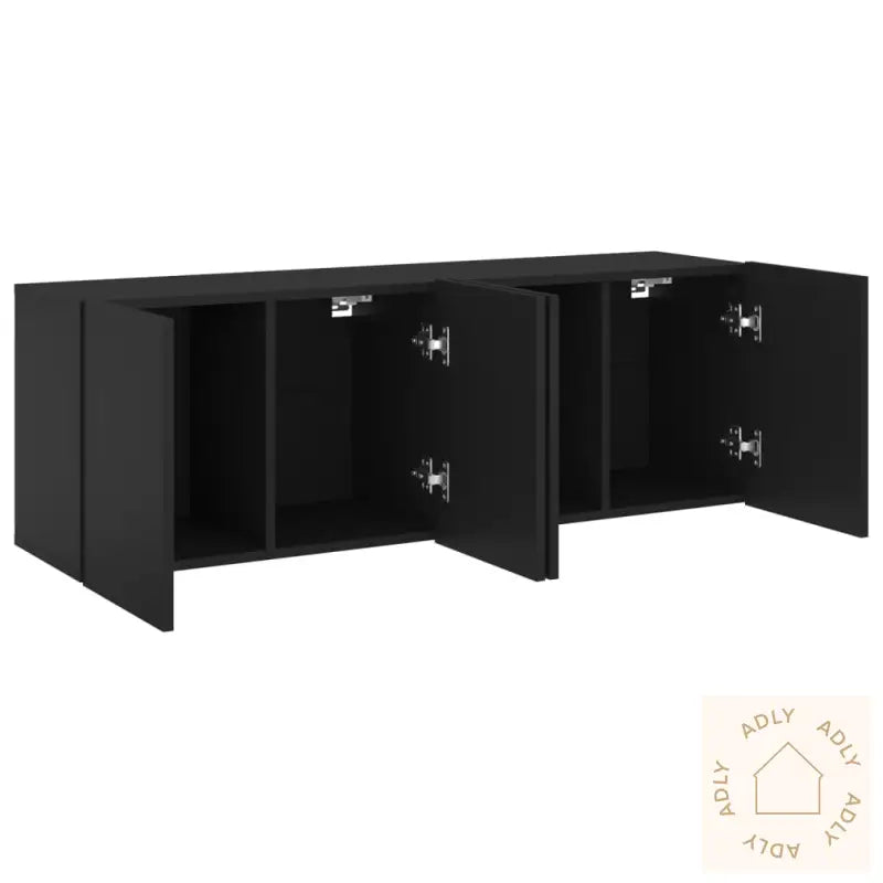 Veggmonterte Tv-Benker 2 Stk Svart 60X30X41 Cm