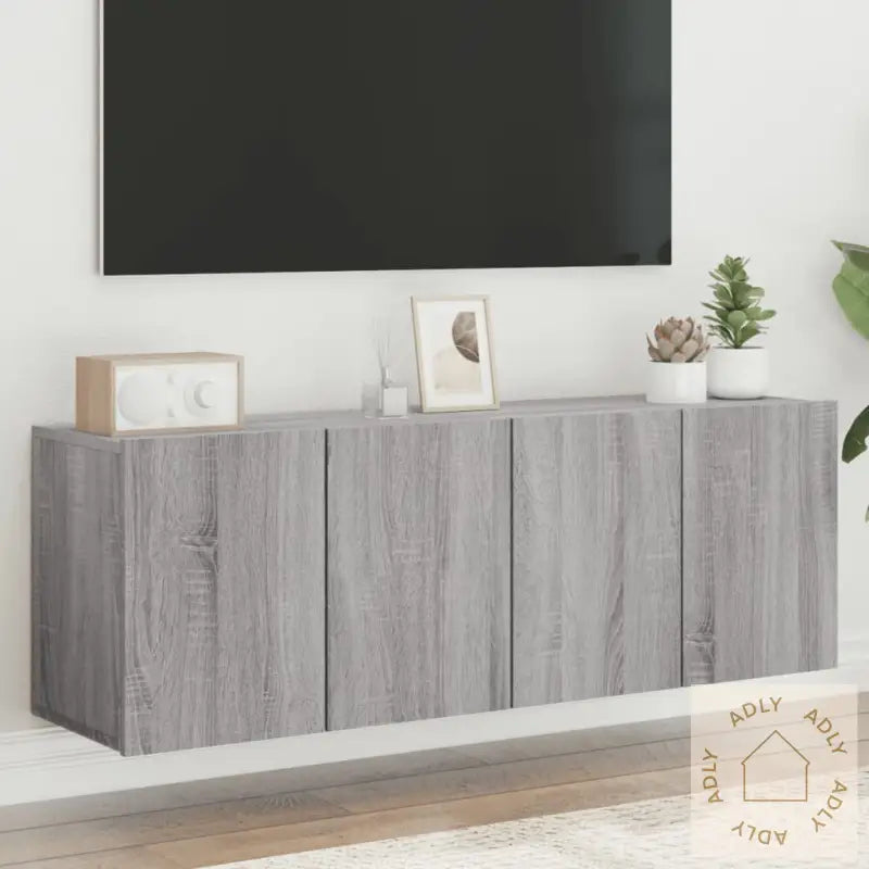 Veggmonterte Tv-Benker 2 Stk Grå Sonoma 60X30X41 Cm