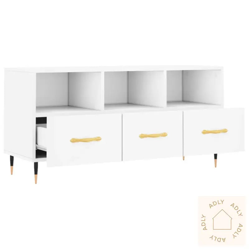 Tv-Benk Hvit 102X36X50 Cm Konstruert Tre