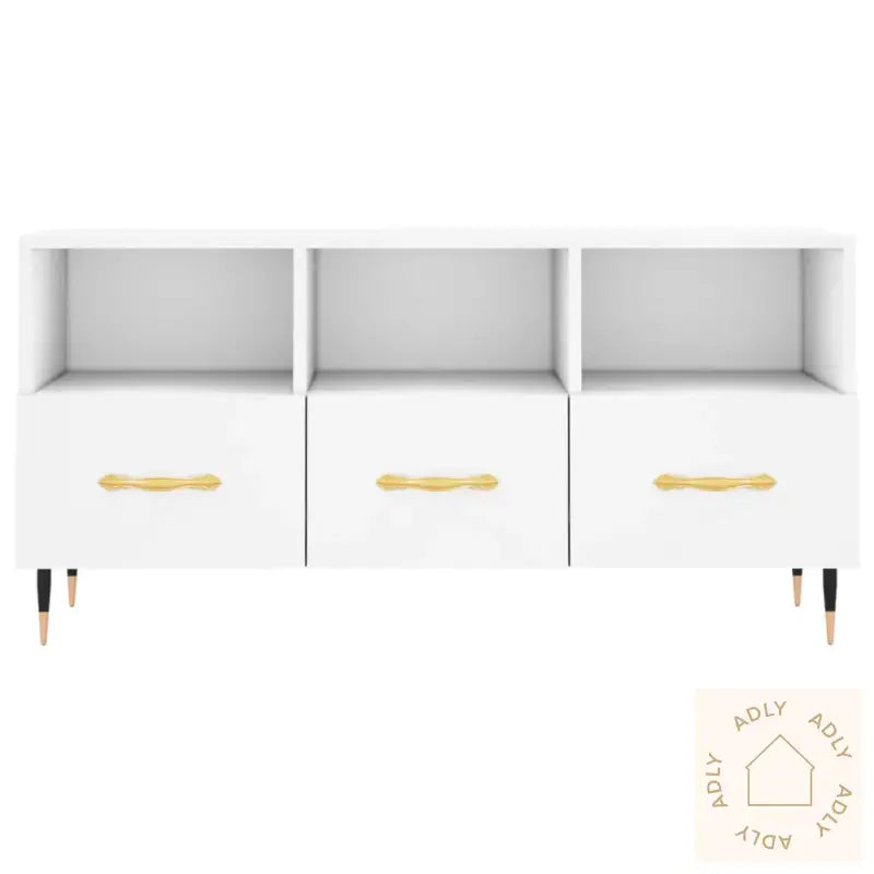 Tv-Benk Hvit 102X36X50 Cm Konstruert Tre