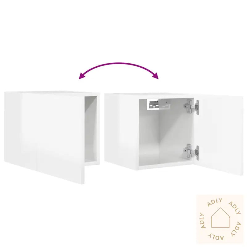 Vegghengt Tv-Benk Høyglans Hvit 30,5X30X30 Cm