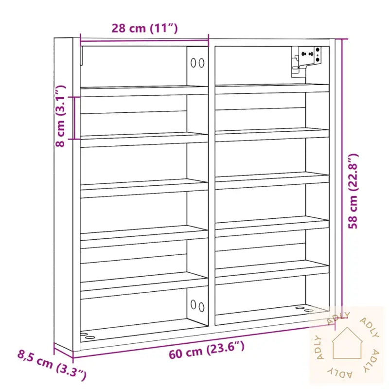 Hyller Hvit 60X8,5X58 Cm Konstruert Tre