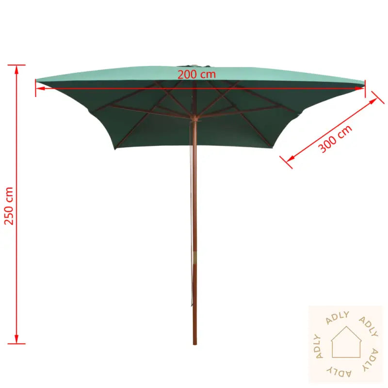 Parasoll 200X300 Cm Trestang Grønn