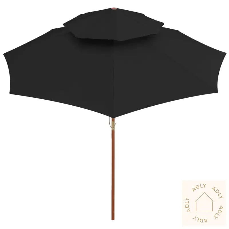 Dobbel Parasoll Med Trestang 270 Cm Svart