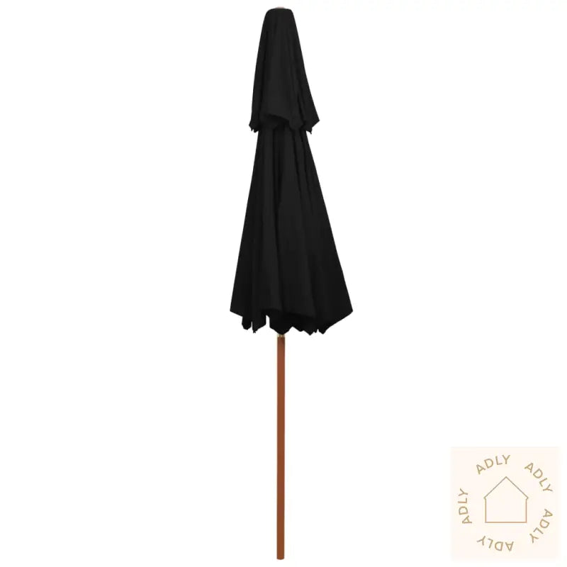 Dobbel Parasoll Med Trestang 270 Cm Svart