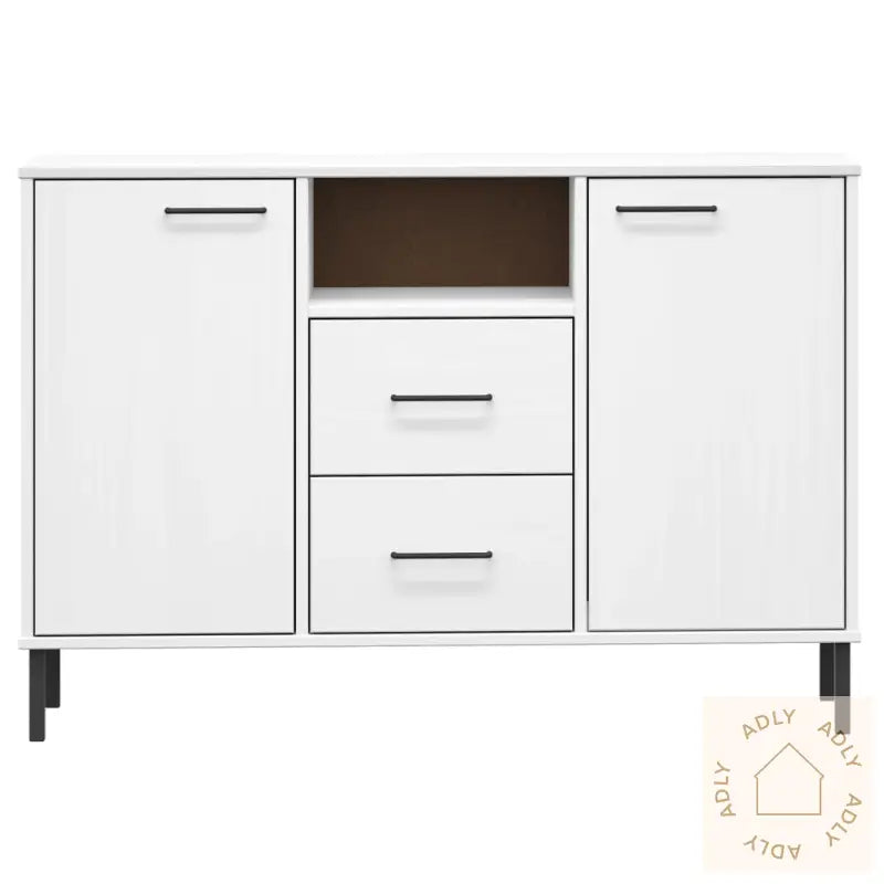 Skjenk Med Metallben Hvit 113X40X77 Cm Heltre Oslo