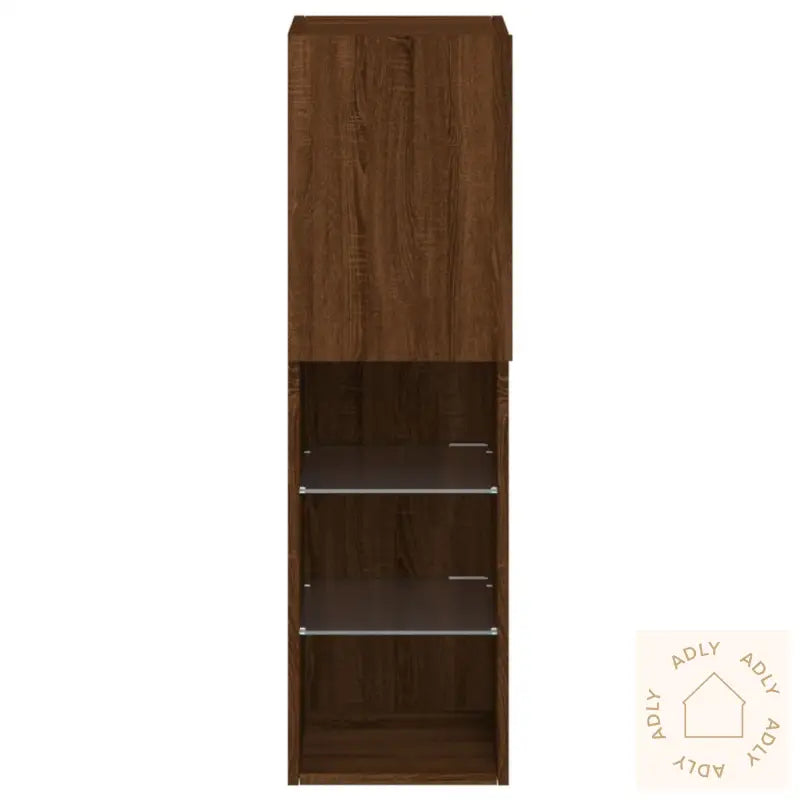 Tv-Benker Med Led-Lys 2 Stk Brun Eik 30,5X30X102 Cm