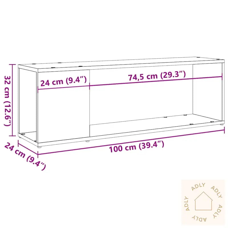 Tv-Benk Artisan Eik 100X24X32 Cm Konstruert Tre