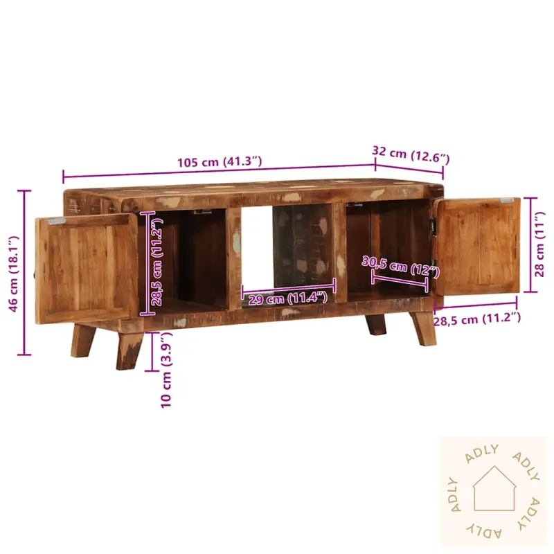 Tv-Benk 105X46X32 Cm Gjenvunnet Heltre