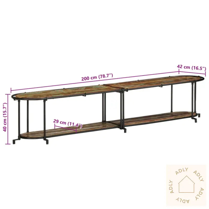 Tv-Benk 200X42X40 Cm Gjenvunnet Heltre