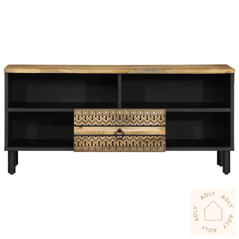 Tv-Benk Svart 100X33,5X46 Cm Grovt Heltre Mangotre