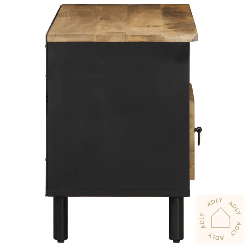 Tv-Benk Svart 100X33,5X46 Cm Grovt Heltre Mangotre