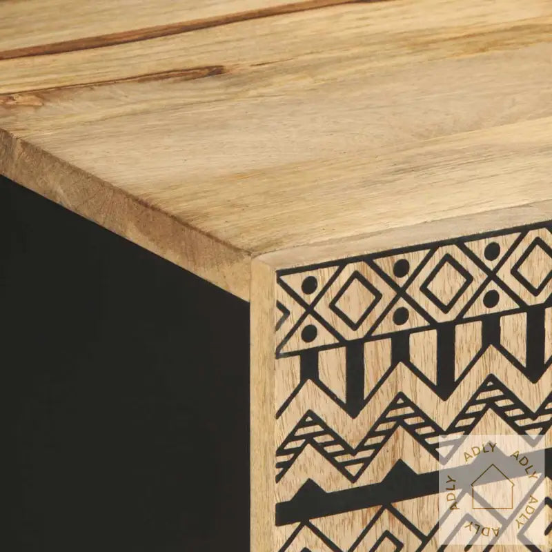 Tv-Benk Svart 105X33,5X46 Cm Grovt Heltre Mangotre