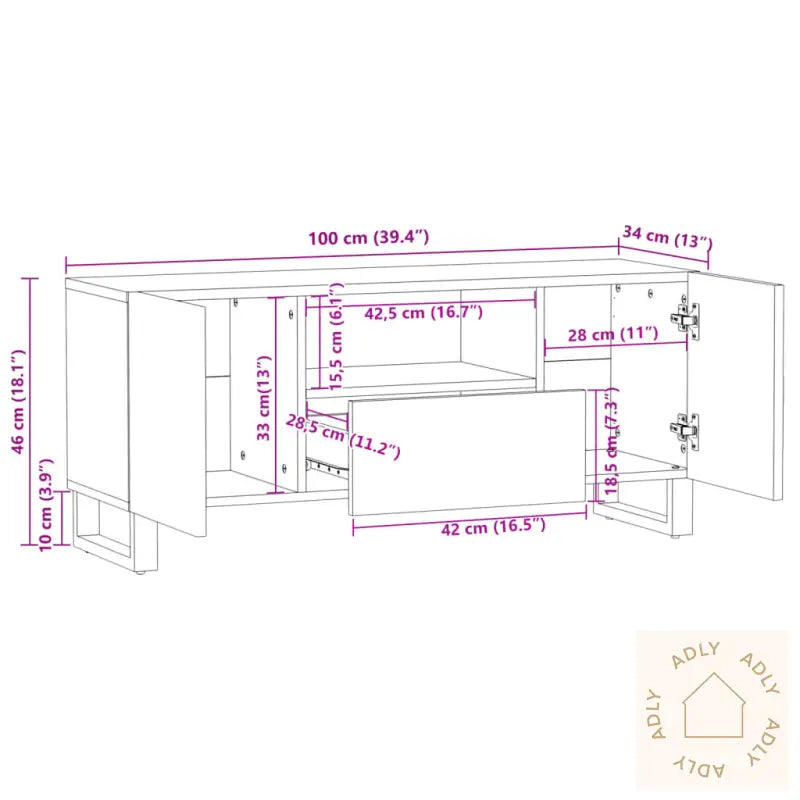 Tv-Benk 100X34X46 Cm Heltre Akasie