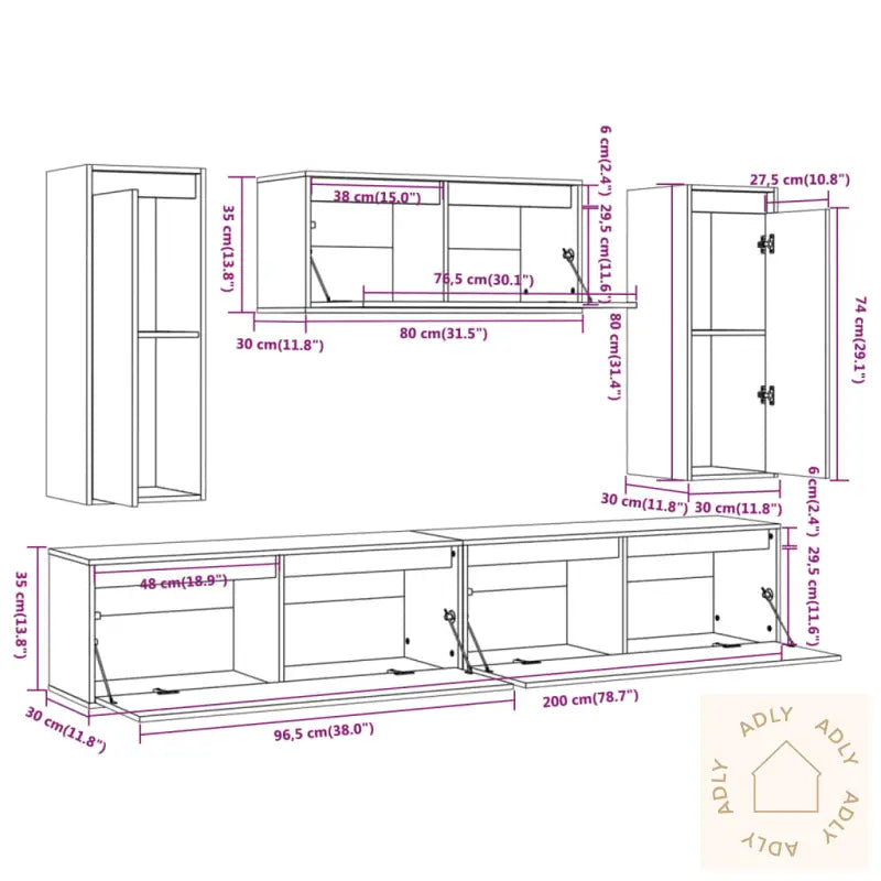 Tv-Benker 5 Stk Hvit Heltre Furu