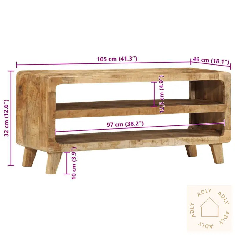 Tv-Benk 105X46X32 Cm Grov Heltre Mango