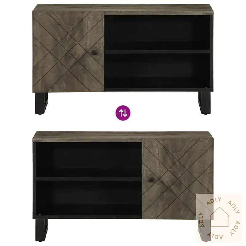 Tv-Benk Svart 80X33X46 Cm Heltre Mango