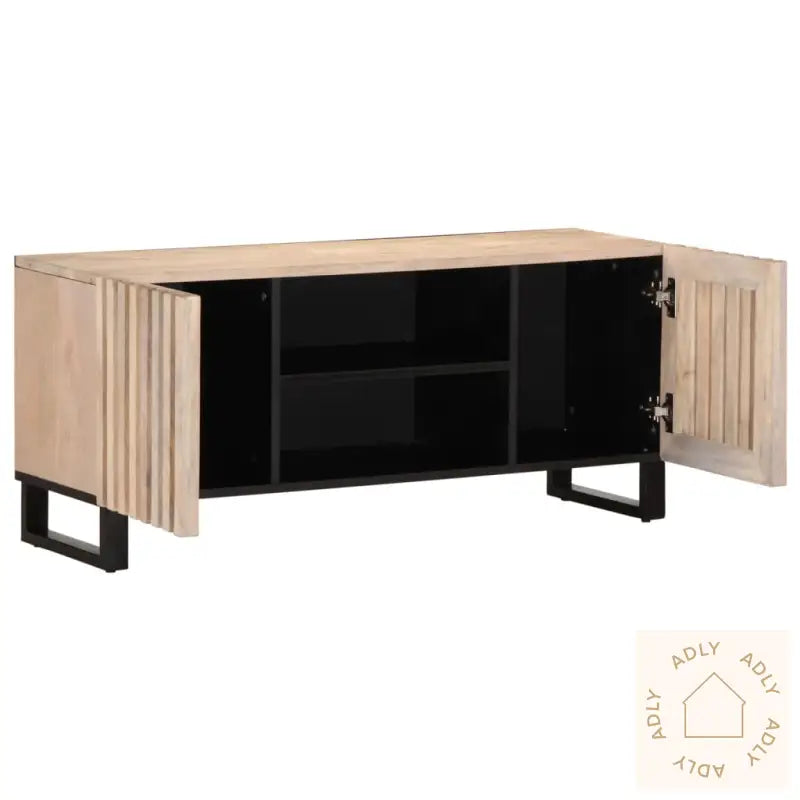Tv-Benk Hvit 105X34X46 Cm Grovt Heltre Mangotre