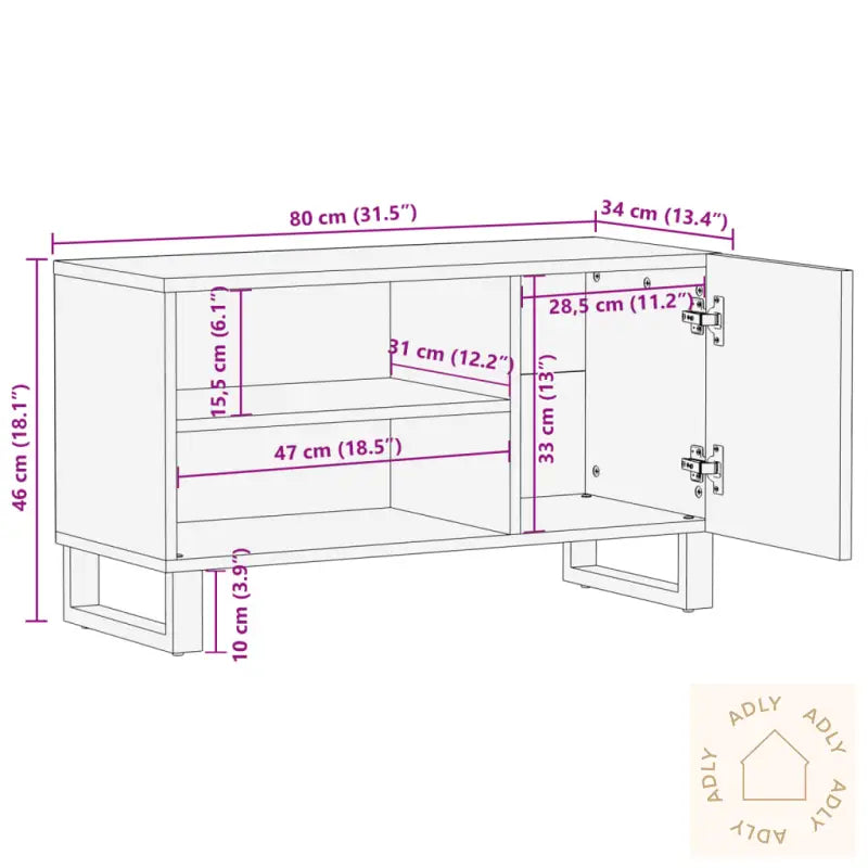 Tv-Benk 80X34X46 Cm Heltre Mango