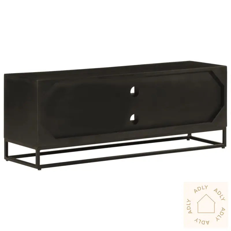 Tv-Benk Svart 110X30X40 Cm Heltre Mangotre Og Jern