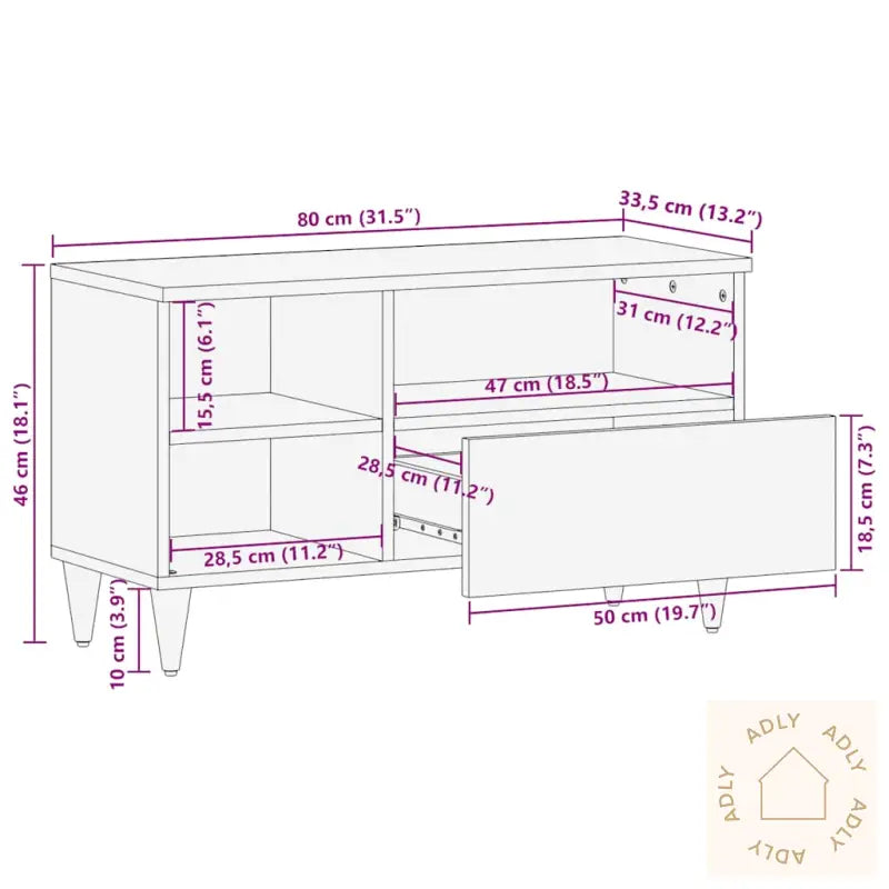 Tv-Benk 80X33,5X46 Cm Heltre Mango
