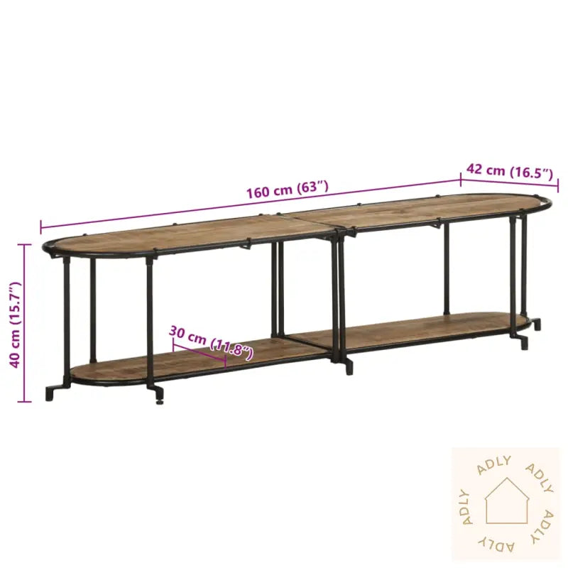 Tv-Benk 160X42X40 Cm Grov Heltre Mango