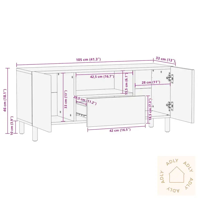 Tv-Benk Brun 105X33X46 Cm Heltre Mango