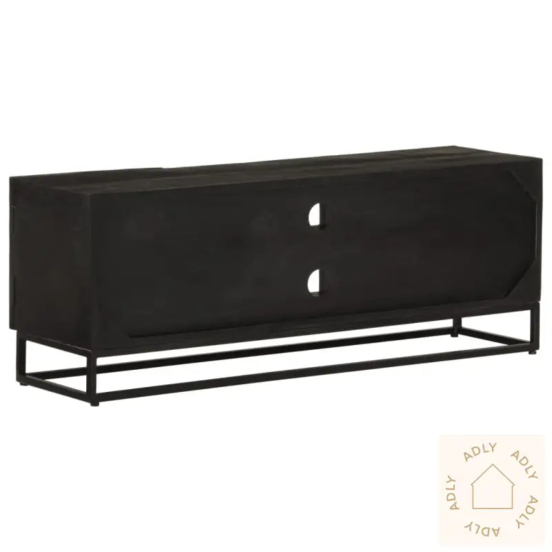 Tv-Benk Svart 110X30X40 Cm Heltre Mangotre Og Jern