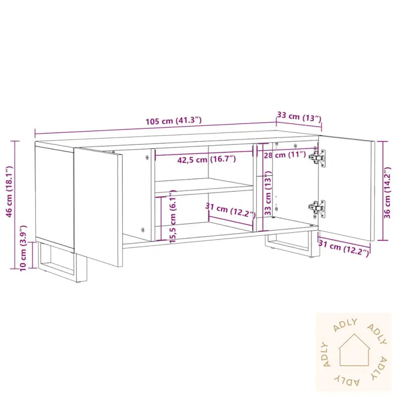 Tv-Benk 105X33X46 Cm Heltre Mango