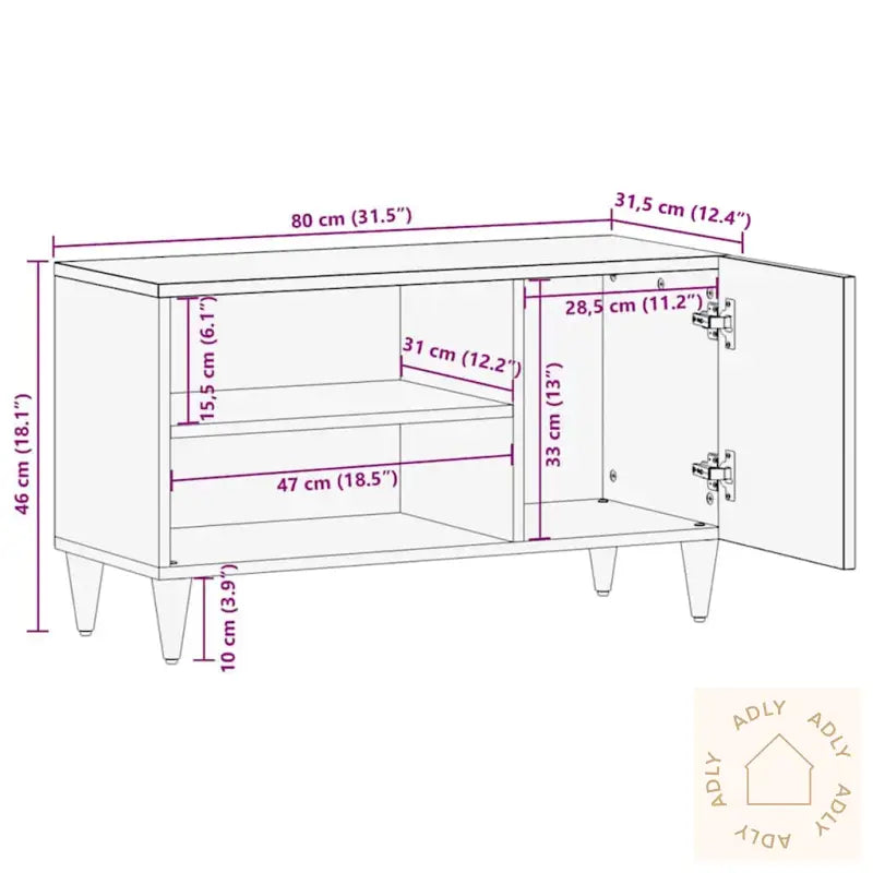 Tv-Benk 80X31,5X46 Cm Heltre Mango