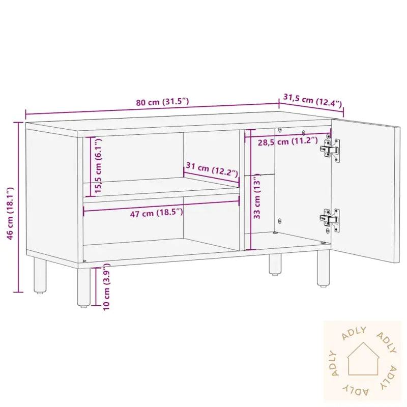 Tv-Benk Brun 80X31,5X46 Cm Heltre Mango