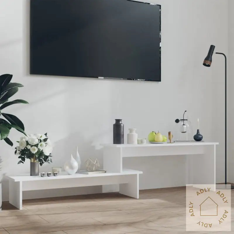 Tv-Benk Hvit 180X30X43 Cm Konstruert Tre