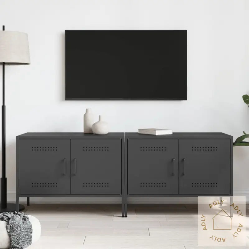Tv-Benker 2 Stk Svart 68X39X50,5 Cm Stål
