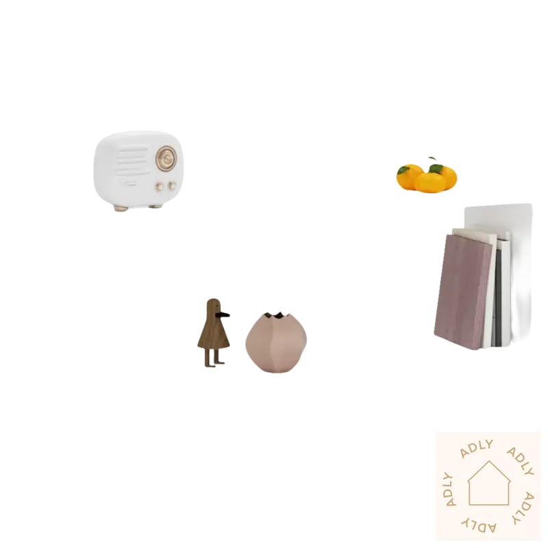 White veggrekke med dekorative objekter på TV-benk med klassisk design og romslige hyller