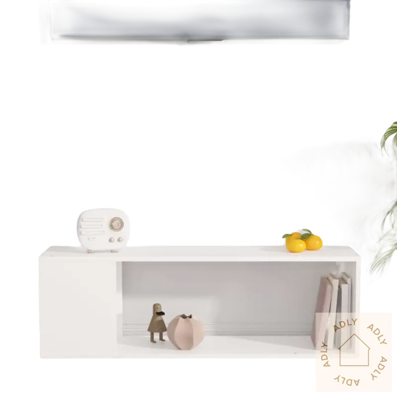 Hvit TV-benk med klassisk design og romslige hyller for moderne stua